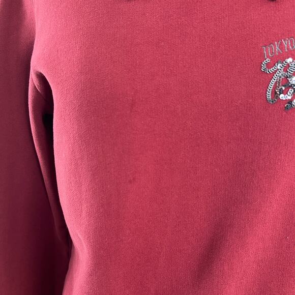 Superdry Burgundy Hoodie Dress Long Sleeve Straight Hem Casual Pullover Size 6 - Picture 5 of 10